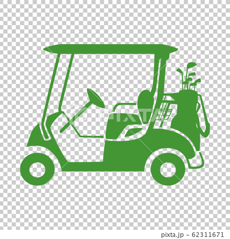 ゴルフコースを移動する時に使う ゴルフカートのシルエットイラスト のイラスト素材
