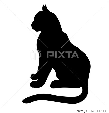 Silhouette Of A Black Cat Sittingのイラスト素材