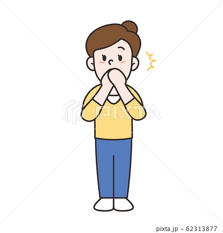 女性 正面 全身 はっとするのイラスト素材