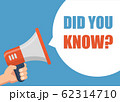 Did You know? - Male hand holding megaphone. Flat 62314710