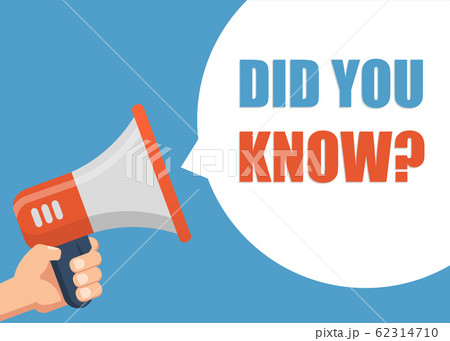 Did You know? - Male hand holding megaphone. Flat Did You know? - Male hand holding megaphone. Flat 62314710