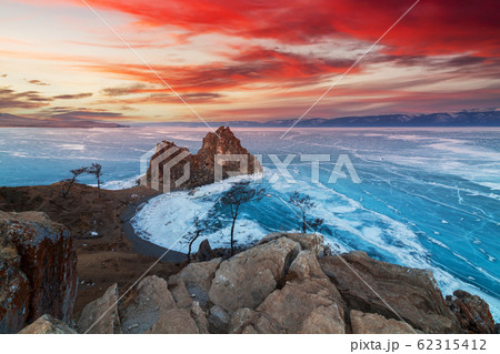 Ice patterns on Lake Baikal. Siberia, Russia 62315412