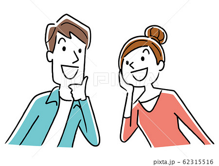 イラスト素材：夫婦、笑顔、眺める 62315516