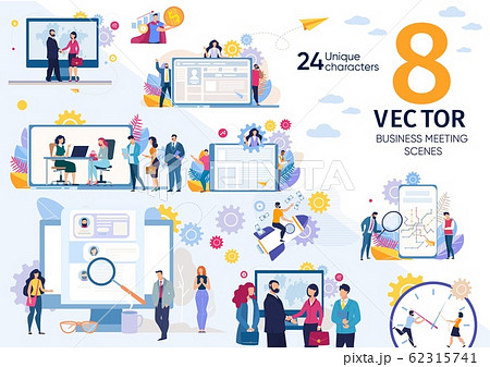 Job Interview Meeting Flat Vector Concepts Set Job Interview Meeting Flat Vector Concepts Set 62315741