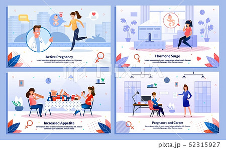 Pregnant Woman Career and Health Vector Banners Pregnant Woman Career and Health Vector Banners 62315927