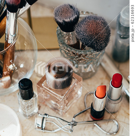 Real professional makeup tools and acessories, brushes and lipsticks 62316693
