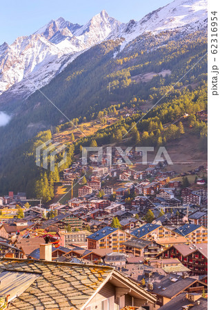 Zermatt, Switzerland aerial autumn view Zermatt, Switzerland aerial autumn view 62316954
