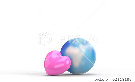 The world and pink heart for holiday content. The world and pink heart for holiday content. 62318186