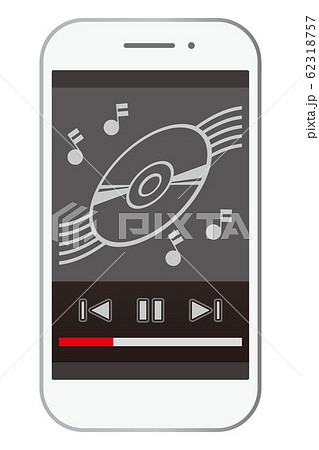 スマートフォンの音楽再生画面のイラスト素材