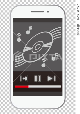 スマートフォンの音楽再生画面のイラスト素材