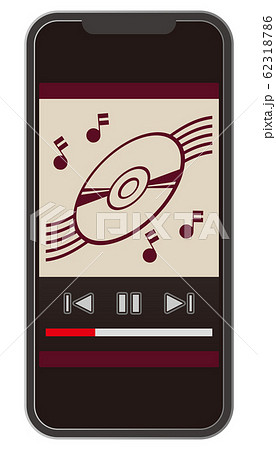 スマートフォンの音楽再生画面のイラスト素材