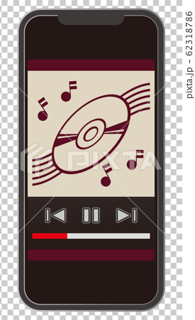 スマートフォンの音楽再生画面のイラスト素材
