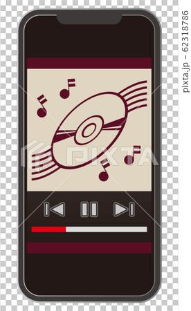 スマートフォンの音楽再生画面のイラスト素材