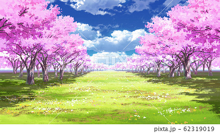 Blue sky and clouds 05 and cherry blossoms 04... - Stock Illustration  [62319019] - PIXTA