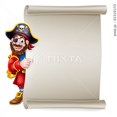 Pirate Captain Cartoon Scroll Sign Backgroundのイラスト素材