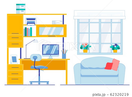Neat and Clean Working Area in Apartment Room 62320219