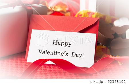 Happy Valentine S Day バレンタインデー メッセージカード プレゼント チョコの写真素材
