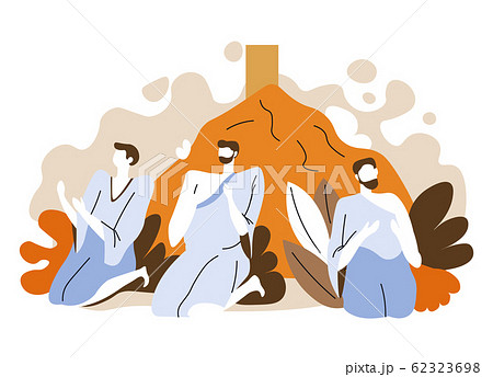 Pilgrims pray at Mount Arafat, Hajj isolated icon 62323698