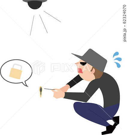 ピッキングをする泥棒 防犯カメラに気づく パターン2 ピッキングをする泥棒 防犯カメラに気づく パターン2 62324070