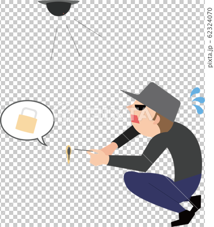 ピッキングをする泥棒 防犯カメラに気づく パターン2 ピッキングをする泥棒 防犯カメラに気づく パターン2 62324070