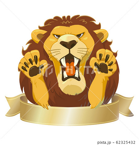 Barking Lion Upper Body Front View Stock Illustration