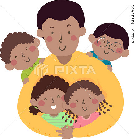 Kids Dad African Hug Illustration Kids Dad African Hug Illustration 62325661
