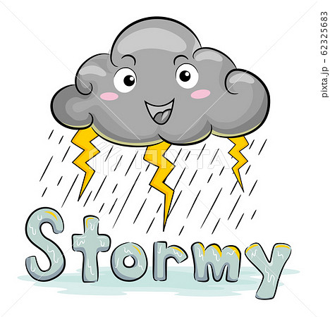 Mascot Cloud Weather Stormy Illustrationのイラスト素材