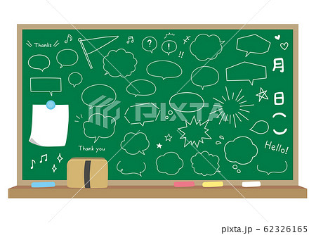 黒板に描かれた吹き出しセットのイラスト素材