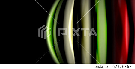 Abstract silk smooth lines on black, multicolored liquid fluid rainbow style waves on black 62326368