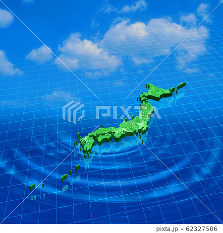 太平洋の日本地図のイラスト素材