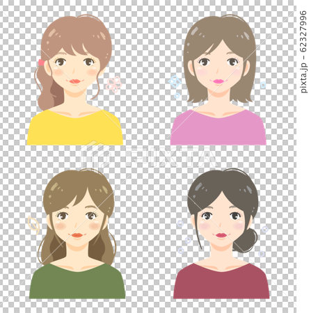 女性のイラスト 正面 上半身 ４タイプ のイラスト素材 62327996 Pixta