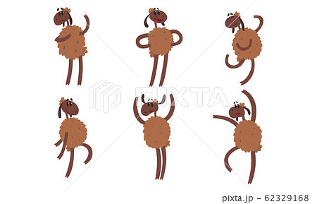 Funny Sheep Collection, Humanised Farm Animal Cartoon Character Standing on Hind Legs Vector Illustration Funny Sheep Collection, Humanised Farm Animal Cartoon Character Standing on Hind Legs Vector Illustration 62329168