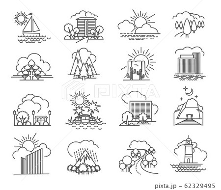 City and nature line icons 62329495