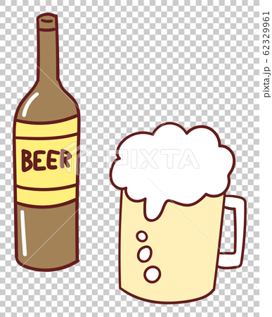 ビール ビール瓶 イラスト 素材 アイコン 手書き風 かわいいのイラスト素材 62329961 Pixta