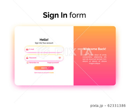 Sign In form, web design UI UX, login interface...のイラスト素材 [62331386 ...