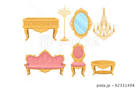Princess Furnishing Objects for Bedroom or Living Room Vector Set 62331498