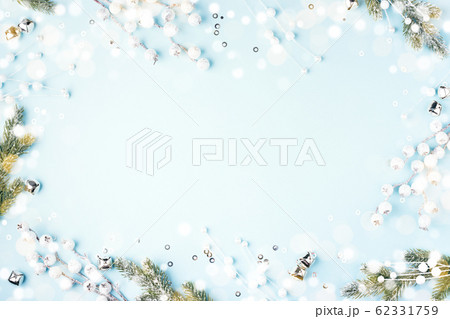 Christmas composition on blue background. Christmas composition on blue background. 62331759