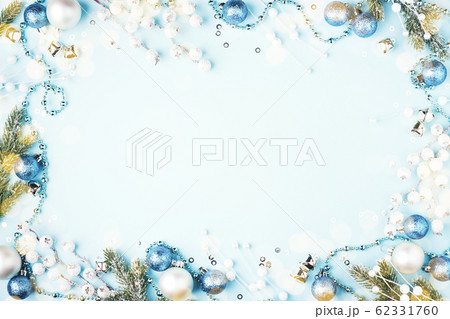 Christmas composition on blue background. Christmas composition on blue background. 62331760
