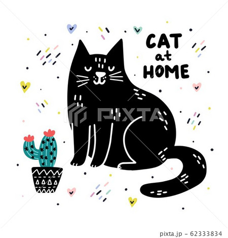 Cat at home funny print with hand drawn lettering Cat at home funny print with hand drawn lettering 62333834