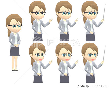 【プレゼンA】 白人 女性 カジュアル ポニーテール 斜め 62334526