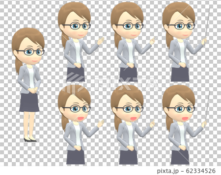 【プレゼンA】 白人 女性 カジュアル ポニーテール 斜め 62334526