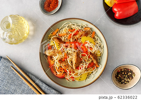 Top view of vegan noodels dish 62336022