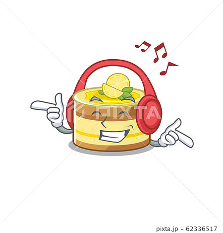 Listening music lemon cake cartoon character concept Listening music lemon cake cartoon character concept 62336517
