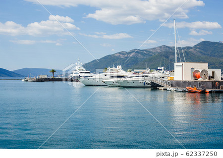 Marina with yachts in Montenegro near the city of Tivat 62337250