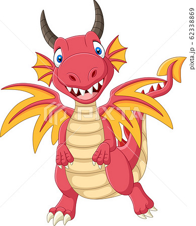 Cartoon happy red dragon standing Cartoon happy red dragon standing 62338869