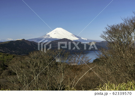 大観山からの芦ノ湖と富士山 62339570