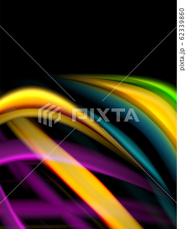 Silk smooth lines on black, liquid fluid color waves. Vector Illustration Silk smooth lines on black, liquid fluid color waves. Vector Illustration 62339860