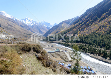 Sangla Valley, Chitkul village, from the hiking trail in Himalayas Mountains 62340147