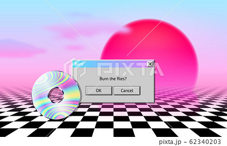 Vaporwave Landscape With Cd Dialogue Window のイラスト素材