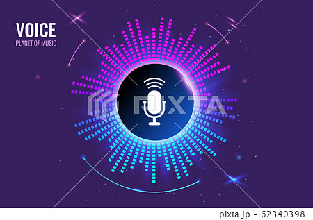 The musical symbol of the circular equalizer. Voice recognition abstract background. 62340398